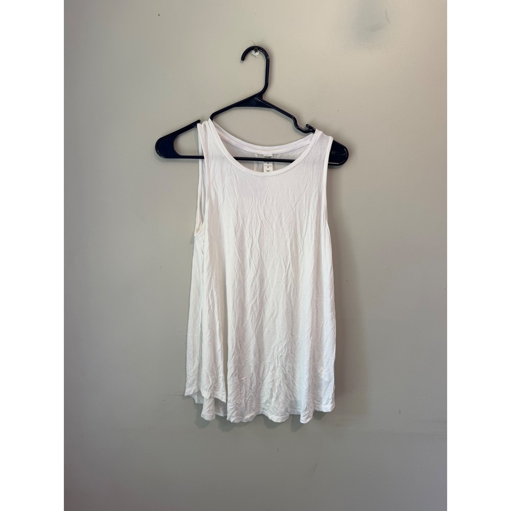 Old Navy Luxe Tank Top White Sleeveless Crew Neck Rayon Spandex Small P S